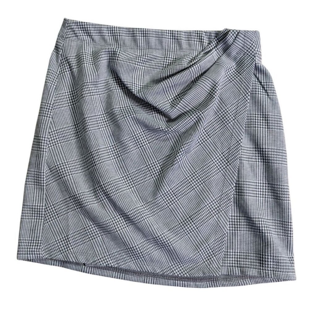 Max Studio Pencil Skirt Womens Small Glen Plaid Ruched Stretch Knit Office Caree